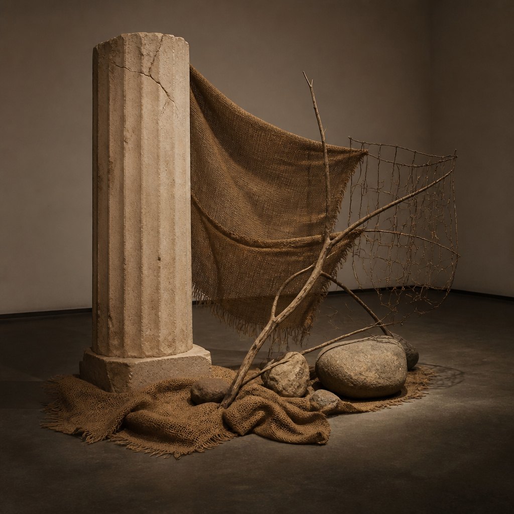 AI-generated image inspired by Arte Povera