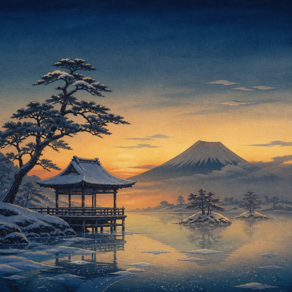 AI-generated image inspired by Shin-hanga