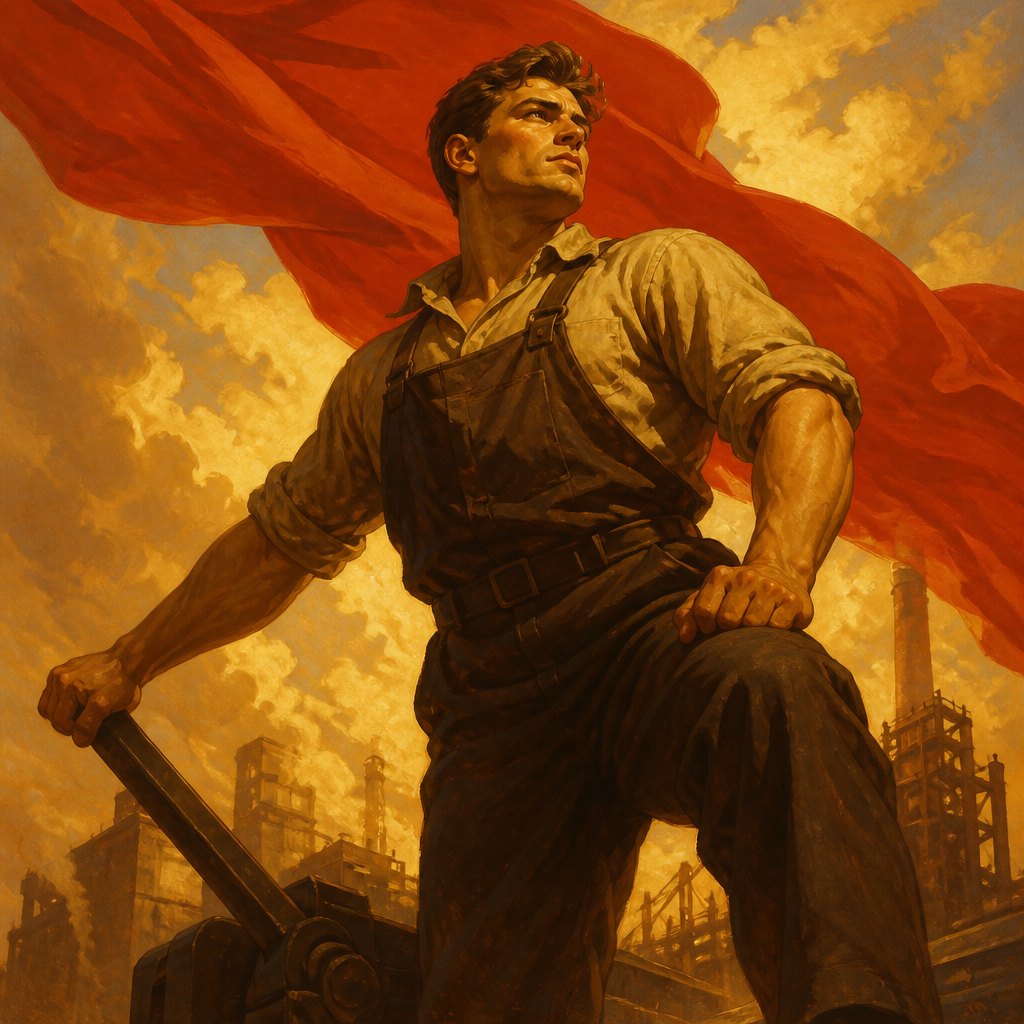 AI-generated image inspired by Socialist Realism