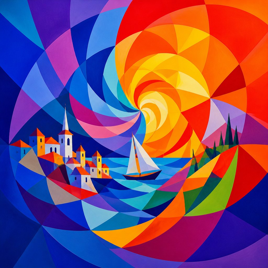 AI-generated image inspired by Synchromism