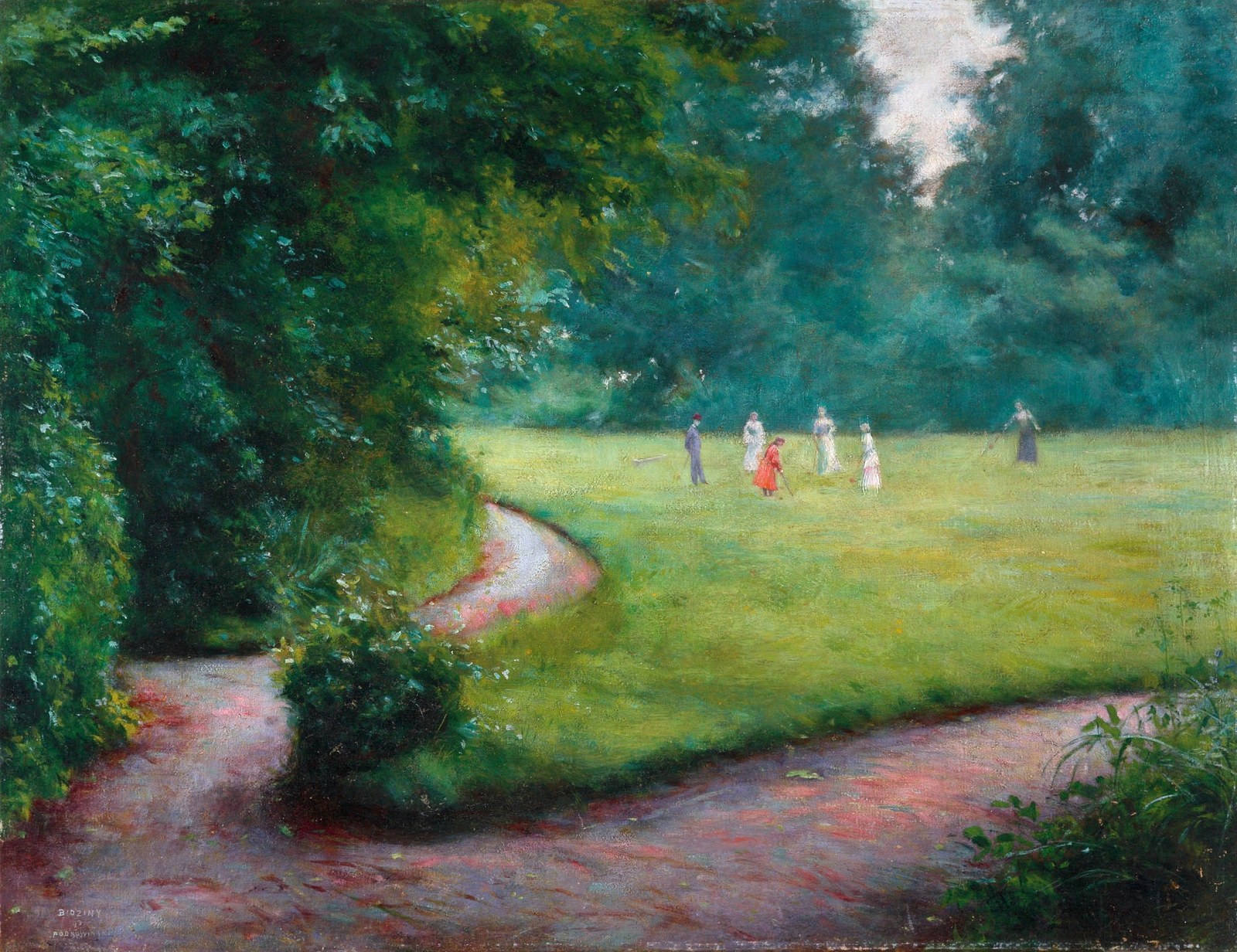 Polish: Gra w krokieta (fragment parku w Bidzinach koło Sandomierza) — Impressionism artwork