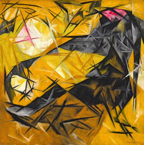 Cats (rayist percep.[tion] in rose, black, and yellow) — Rayonism